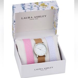Laura Ashley Watch with Pink, Brown, and White Straps